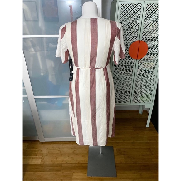 NWT Lulu’s Caleta Cream and Red Striped Wrap Dress - Picture 2 of 6